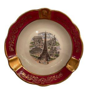 VTG Porcelain Gold Trimmed Ashtray La Tour Eiffel Paris, France- Limoges France